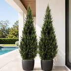 artificial cedar topiary trees, 5 ft uv resistant on a desk or shelf