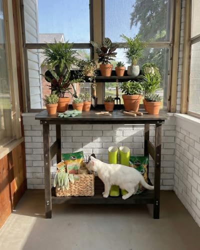hips outdoor potting table bench with 3-tier storage on a desk or shelf