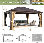 yoleny 12x16 gazebo with galvanized steel single roof, close-up detail
