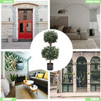 3ft-35'' artificial boxwood double ball topiary trees,2pack faux showing dimensions