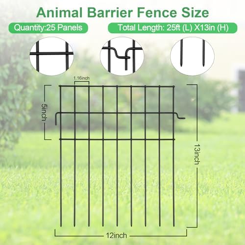 25ft(l) x 13in(h) animal barrier fence,25 panels 1.16in, close-up detail
