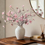 hyeflora 3pcs artificial magnolia flowers stems for spring on a desk or shelf