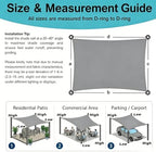 rectangle 8' x 10' gray sun shade sail, side view