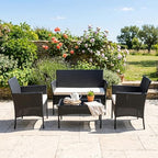 fdw 4-piece patio furniture set | black |, front angle view