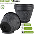 nooulap 4 pack 16 inch large plant pot, close-up detail