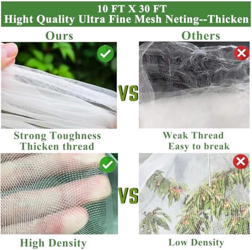 garden mesh netting kit, plant covers 10x30ft ultra, side view