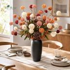 der rose fall artificial flowers with vase, 18 showing dimensions