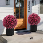 set of 2 artificial red eucalyptus topiary ball showing dimensions