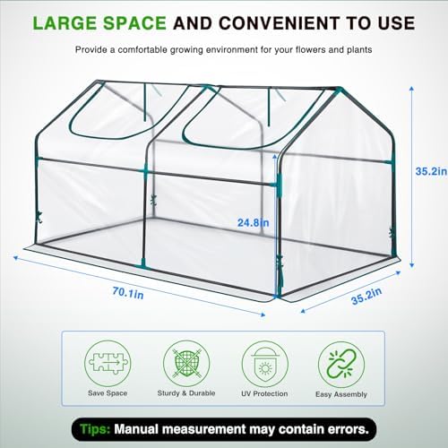 yesker mini greenhouse 71"x36"x36" portable small green house shown in use