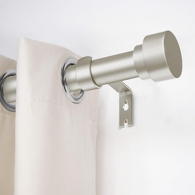 Time Forest Curtain Rods for Windows 48 to 84, 1 Inch Adjustable Heavy Duty Long Window Drapery Rods with End Caps, Indoor Outdoor Curtain Rod for Patio Bedroom, Size 32" - 90", Brushed Nickel