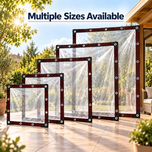 surfstar clear tarp with grommets 10x10 ft,10 mil showing dimensions