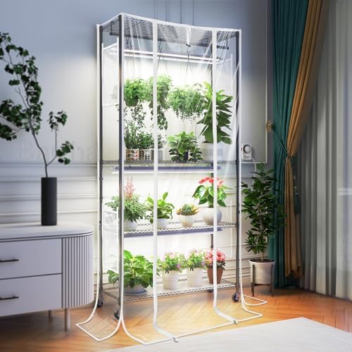 barrina cx3z indoor greenhouse with grow light 4-tier shown in use