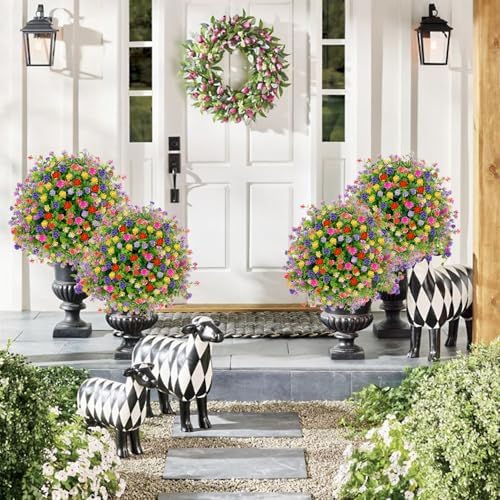 outdoor artificial flowers with spike, 23.6 inch fake, close-up detail