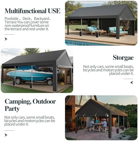 shintenchi carport 10' x 20' heavy duty portable, package contents