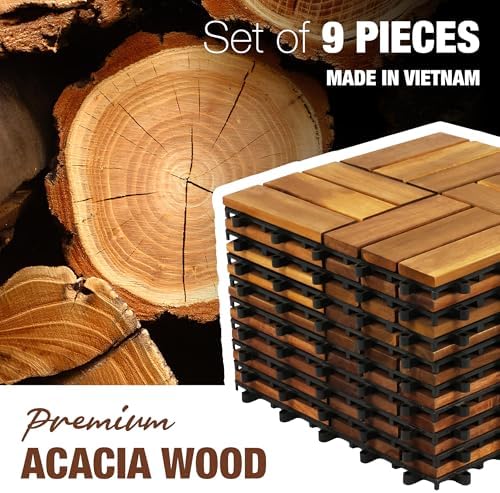 acacia wood interlocking deck tiles, patio & backyard, package contents
