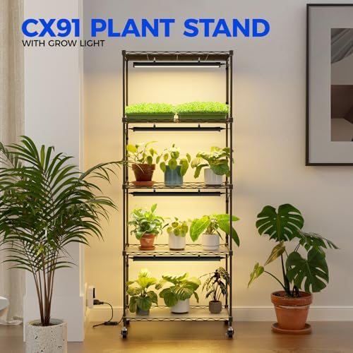 barrina cx91 plant stand with grow light, 5-tier, close-up detail