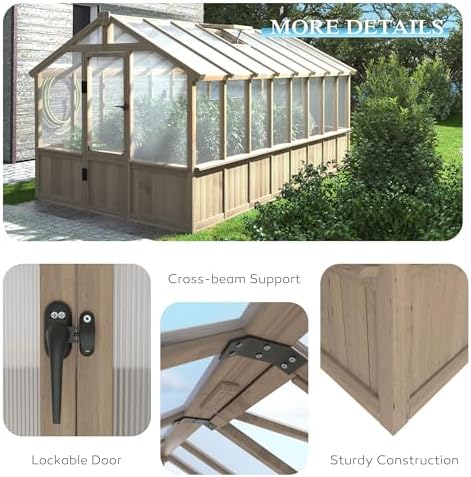 yardenaler 8x16 ft greenhouse for outdoor, 6mm thick, front angle view
