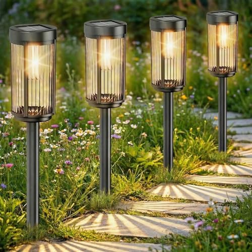 Sparkblaze Solar Garden Lights Outdoor, 12 Pack, Warm White | Decorative Solar Pathway Lights for Yard Auto On/Off Landscape Lighting for Walkway, Lawn, Garden