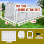 benefitusa greenhouse replacement cover half-transparent greenhouse cover (24.6'x10'x7'), view 9