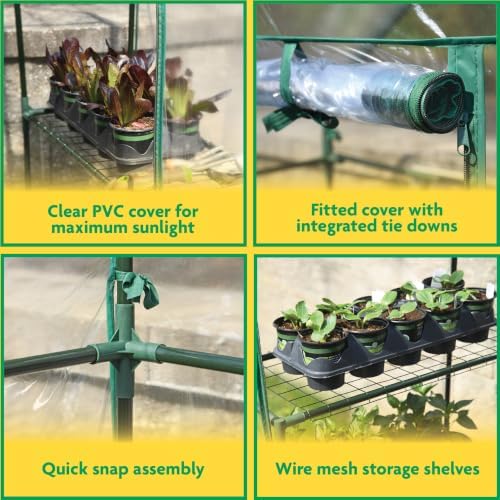 miracle-gro walk-in greenhouse, removable shelves, clear, 4'8"x29"x6'5, close-up detail