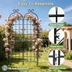 2.2m（86.7" h x 19.7" w） black iron garden, side view