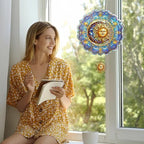 Sun and Moon Wind Spinners Outdoor Hanging - 12 inch Sun Outdoor Metal Decor Birthday Gifts for Women Mom Grandma,3D Wind Sculptures Art for Yard and Garden Patio Lawn Balcony Porch Decorations