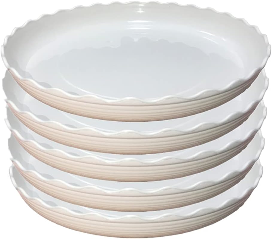 12 Inch Light Grey Plant Saucers 5 Pack,Saucers for Potted Plants,Flower Pot Drip Trays for Indoor & Outdoor Ceramic or Plastic Flower Pot Drip Trays for Large to Small Pots