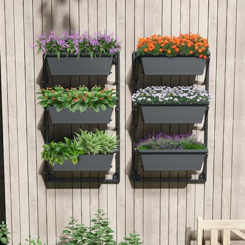 giantex 3-tier vertical railing planter, adjustable hanging planter, close-up detail