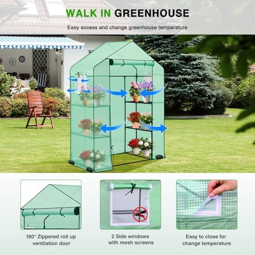 yesker greenhouse 57"x29"x77" walk in green house, close-up detail
