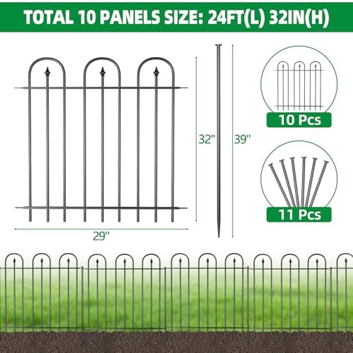 garden fence animal barrier - 10 panels, 32 shown in use