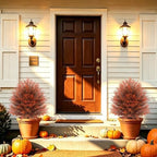 fall artificial cypress topiary, 24'' outdoor fake bushes shown in use