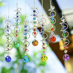 crystal gazing ball spiral wind spinner suncatcher garden showing dimensions