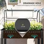 outsunny raised garden bed with flip-up cover, 39.4"x18.9"x48.8" showing dimensions