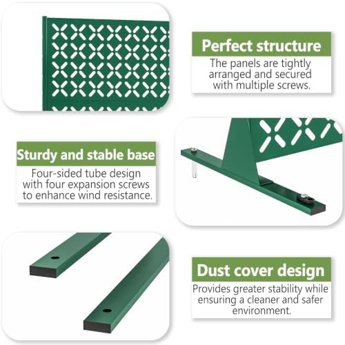 metal outdoor privacy fence 72" h×45.7" w balcony showing dimensions