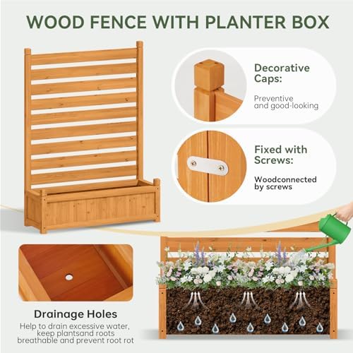 aoxun air conditioner fence, 3-panel wood privacy screen showing dimensions