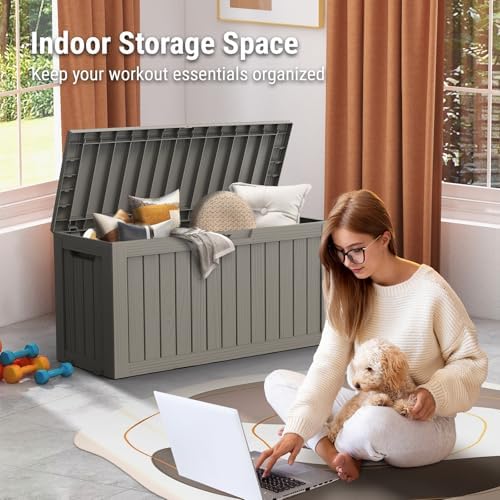 mars villa 75 gallon deck box, outdoor storage, close-up detail
