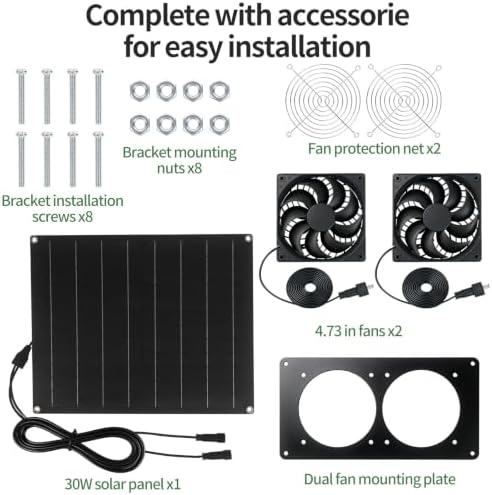 30w solar panel powered high airflow dual exhaust on a desk or shelf