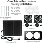 30w solar panel powered high airflow dual exhaust on a desk or shelf