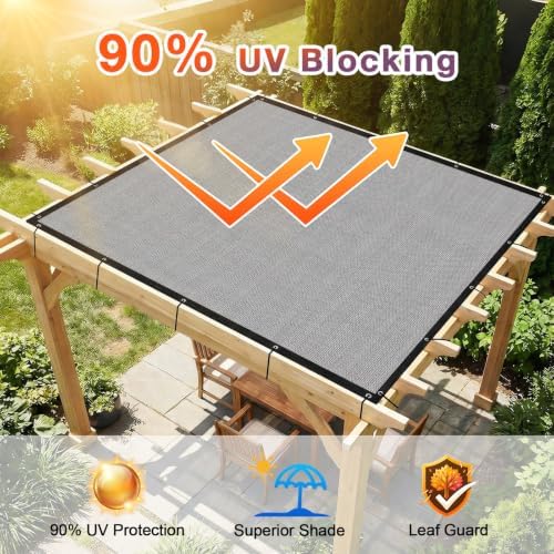 90% sun shade cloth with gromments, 0 8' shown in use