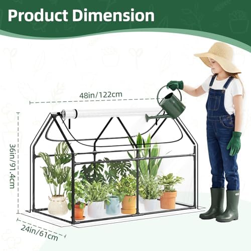 superlele 4x2x3ft mini greenhouse with 2 large zipper shown in use