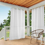 TOWN & COUNTRY BASICS Cabana Solid Heavyweight Indoor Outdoor Curtains, Light Filtering Opacity with Grommet Top, Water Repellent, 54"x84", Winter White (Pack of 12)