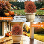 fall artificial cypress topiary, 24'' outdoor fake bushes, front angle view