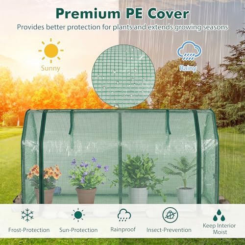 happygrill portable mini greenhouse with roll-up zipper door, close-up detail