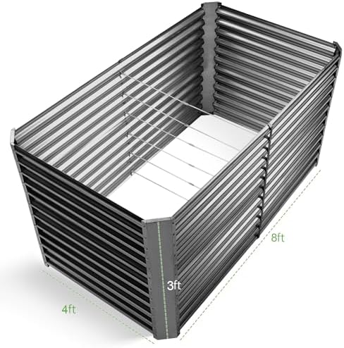 land guard 8x4x3ft rectangular galvanized raised garden beds shown in use