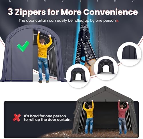 king bird 10' x 20' carport shelter with showing dimensions