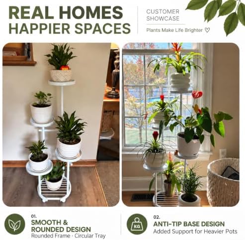 tosking tall 5-tier round metal corner plant stand showing dimensions