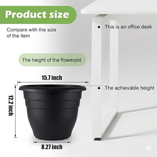 16 Inch Plant Pots Indoor Outdoor,6 Pack Black Plastic Planters with Drainage Holes,Large Lightweight Flower Pots for Indoor Outdoor Plants,Patio Garden Containers