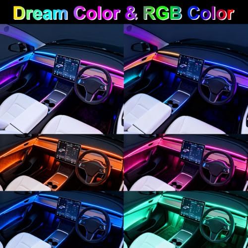 acrylic interior car led lights with remote and shown in use