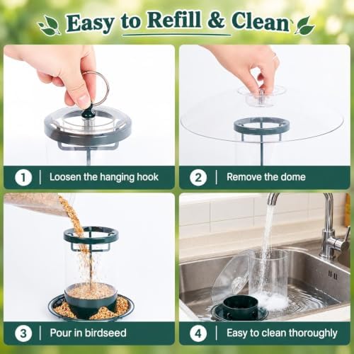 gbekery metal bird feeders for outdoors with 12” showing dimensions