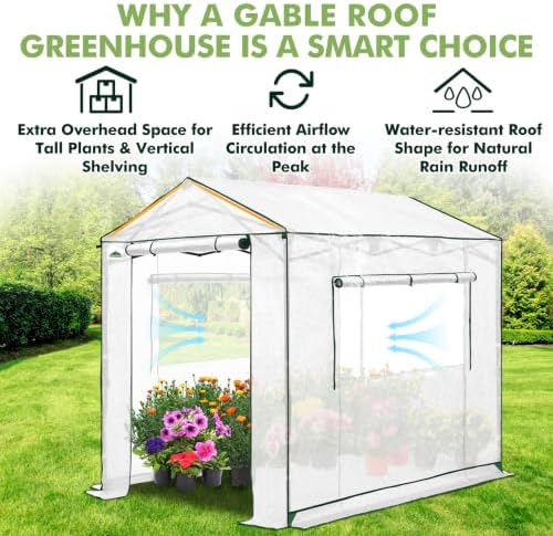 eagle peak 8x6 pop up walk in greenhouse, side view